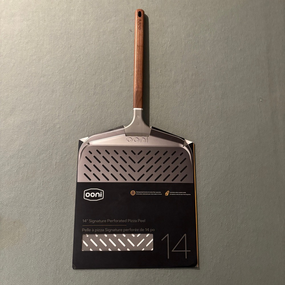 Ooni 14 Inch Signature Perforated Pizza Peel Walnut Wood Handle UU-P38000